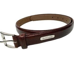 Ralph Lauren Embossed Brown Leather Belt Large